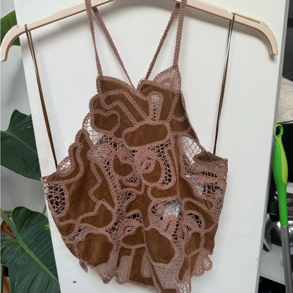 Zara Brown Lace Camisole Top